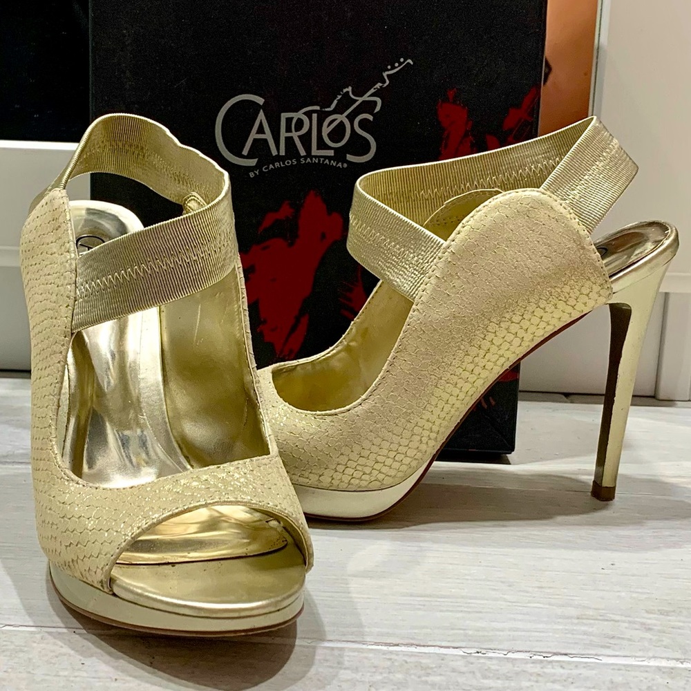 Carlos by Carlos Santana Gold Halo Heels Sz 8